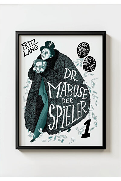 MIOVI WORKS Dr. Mabuse Der Spieler (1922) | Nemački filmski poster sa crnom o...