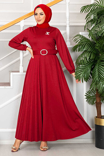EBRUTESETTÜR Asmara Belted Hijab Dress Red