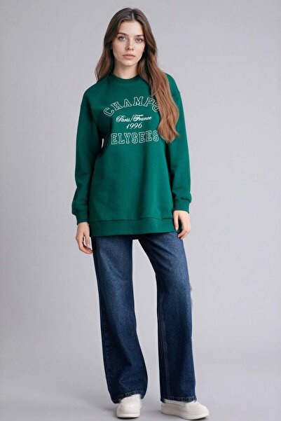 DeFacto Регулярна кройка, с принт на врата, мека флисова блуза-туника F3088AX...