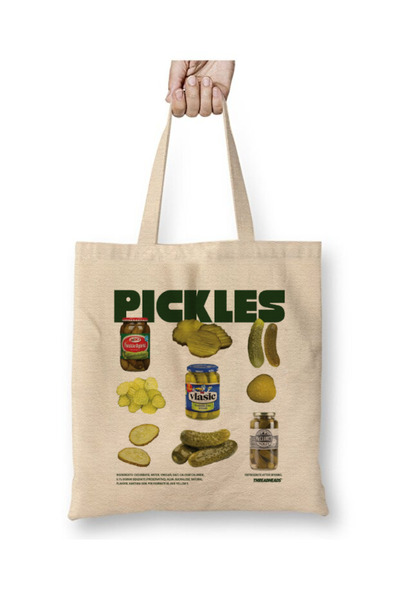 Toyaso Pickles White Tote Bag Long Handle Shopping Bag Beach Bag