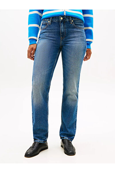 Tommy Hilfiger Women's Denim Fabric Regular Waist Straight Model Navy Blue Je...
