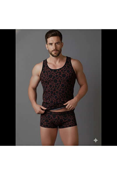 Narnuga Mi̇raxx Men's Patterned Tank Top Boxer Set