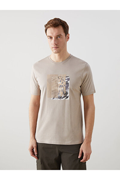 LC Waikiki طاقم الرقبة قصيرة الأكمام المطبوعة بتمشيط تي شيرت رجالي