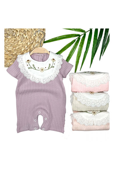 Narnuga Mi̇rayli̇fe 3-6-9-12 Months Baby Collar Flower Embroidered Cotton Hon...