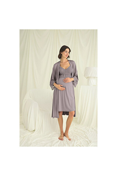 Narnuga Lacy Maternity Maternity Dressing Gown Set
