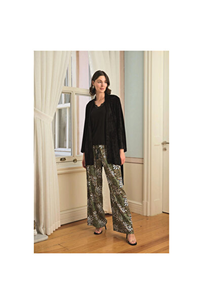 Narnuga طقم بيجامة مكون من 3 قطع من الدانتيل بأوراق الزهور والأنماط العرقية