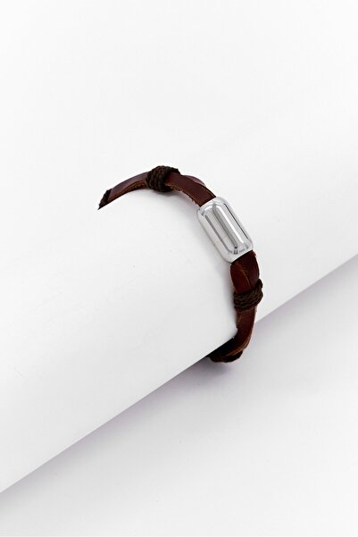 Steeltime Men Genuine Leather Bracelet Stainless Steel With Magnetic Closure,...