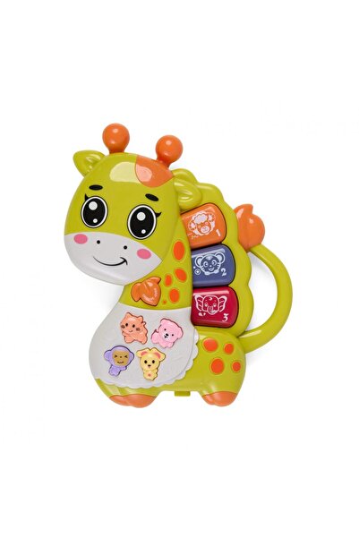 MomKi Jucarie girafa cu lumini si sunete, verde,