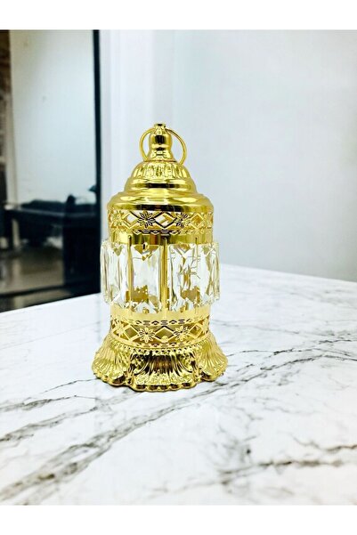Generic فانوس رمضاني ذهبي بضوء كريستالي متوهج