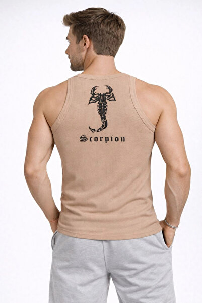 Generic Brand Men's Ribbed Athlete Crew Neck Slim Fit Back Printed Sports Ath...