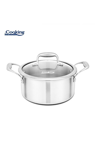 Heinner Semi-oală inox+capac sticla 24x12cm, 5l, atomic3, gătit de