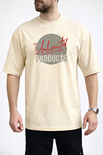 caddekombin تي شيرت رجالي من Linear Line مطبوع عليه نصًا بدون حدود وياقة دائر...