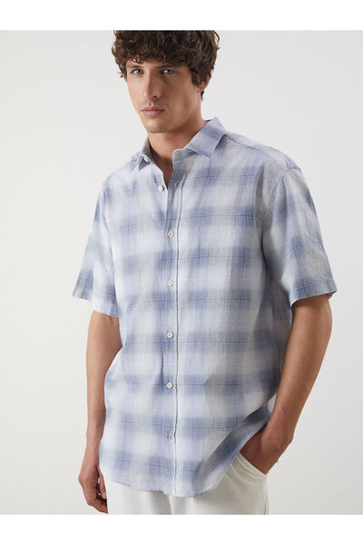 LC Waikiki Ανδρικό κοντομάνικο καρό πουκάμισο με κανονική εφαρμογή