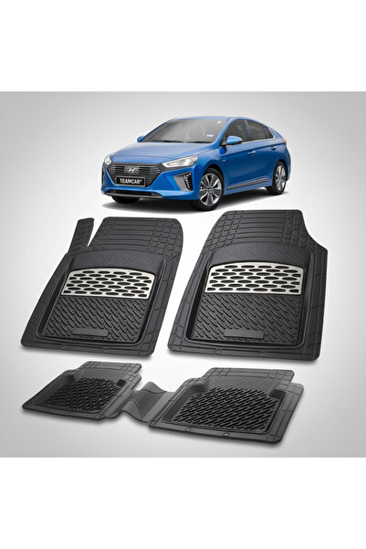TEAMCAR Hyundai Ioniq 2016-2019 Πατάκια Δαπέδου με Λαστιχένιο Δίσκο - Ασημί