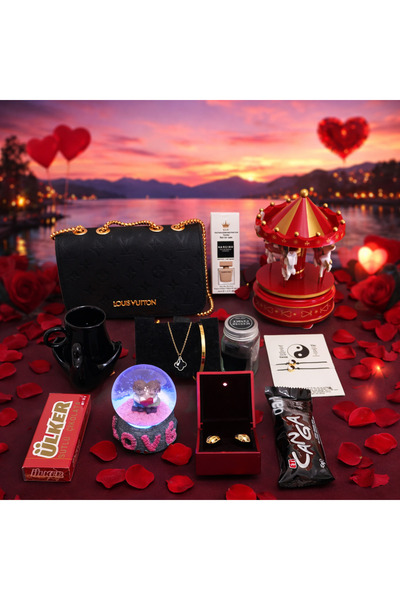 OEM SEVGİLİLER GÜNÜNE ÖZEL ROMANTİK KADIN HEDIYE SETİ | ÇANTA ,TAKI, PARFÜM Ç...