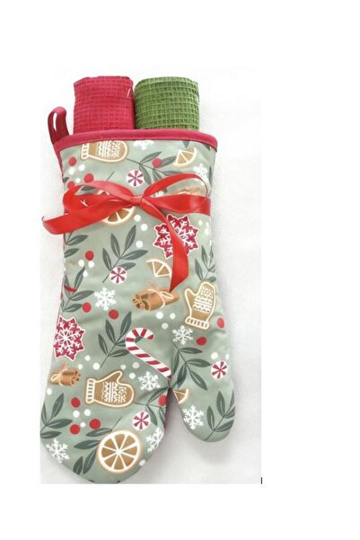 Heinner 3-piece Christmas green kitchen glove set