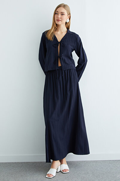 Fulla Moda 2-Piece Set with Tie-Front Top and Elastic Waist Skirt