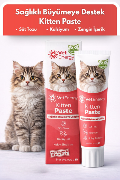 VetEnergy Yavru ve Anne Kediler İçin Multivitamin Macun - Bağışıklık, Kemik v...