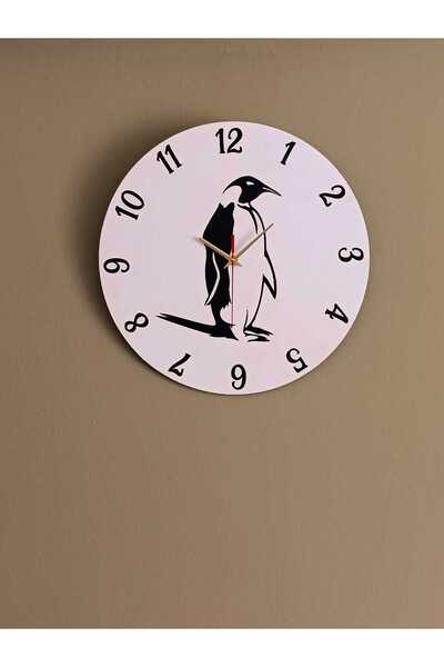 ERGEÇ TASARIM Ceas de perete minimalist cu figurină pinguin – Design decorati...