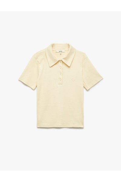 Koton Cotton Slim Fit Short Sleeve Buttoned Heart Polo Neck T-Shirt