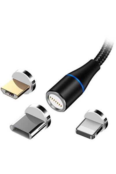 OEM MaXlife MAGNETIC 3ÎN 1 USB-C/LIGHTNING/MICRO USB 1M 3A - NEGRU