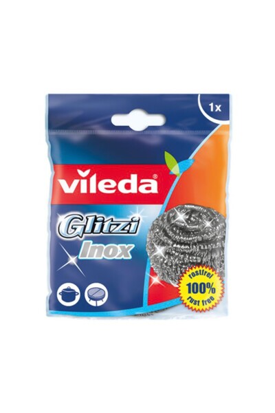 Vileda Set of 4 x Stainless Steel Spiral Sponge Glitzi