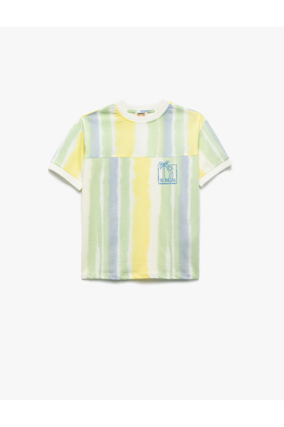 Koton Βαμβακερό μπλουζάκι με κοντό μανίκι με λαιμόκοψη