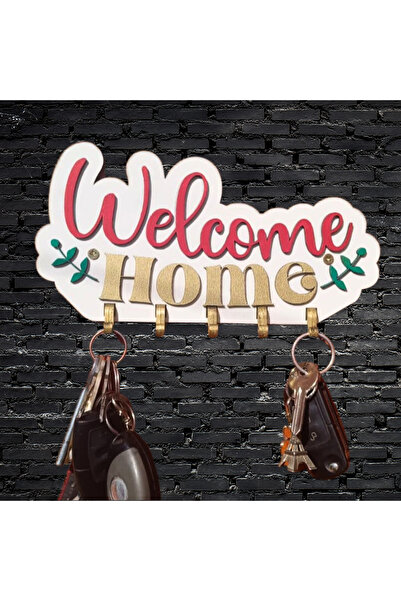 OEM "Welcome Home" key holder - handmade from MDF, with 5 hooks