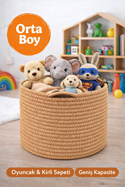 SERENALP Çok Amaçlı Örgü Düzenleyici Sepet, Oyuncak Sepeti, Kirli Sepeti Bohe...