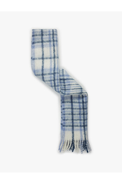 Koton Eșarfă lungă cu ciucuri în carouri cu textura moale
