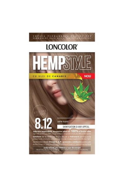 Loncolor Vopsea Permanenta pentru Par HempStyle, 8.12 Latte Glace, 100 ml