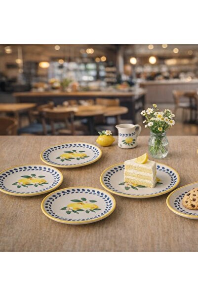 Keramika Lemon Pattern 20 cm Cake Plate 6 Pieces
