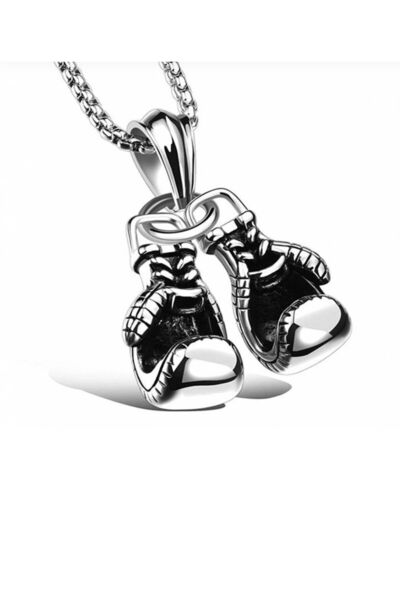 Yuchicly Double Boxing Glove Figured Pendant – Silver Color Metal Design