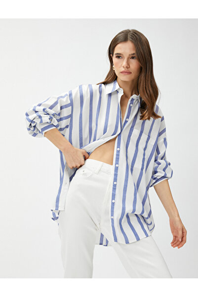 Koton Oversize Shirt Long Sleeve Buttoned Pocket