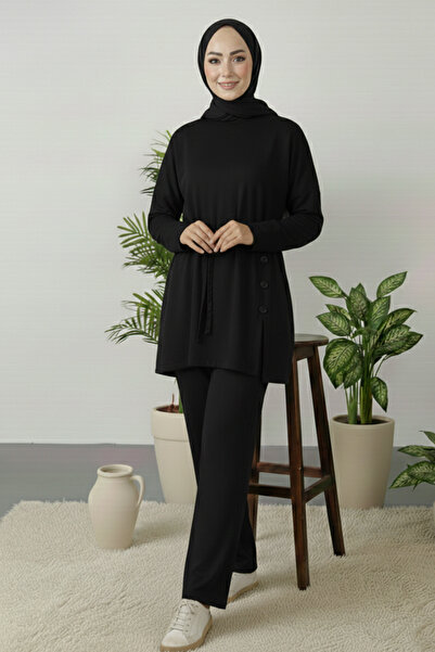 benguen Button Detailed Tunic Set Z5712 Black