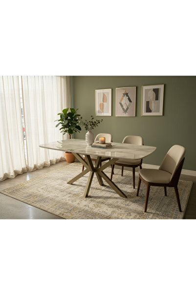 Onurdesign Porselen-seramik Gerçek Taş Salon Mutfak Yemek Masası