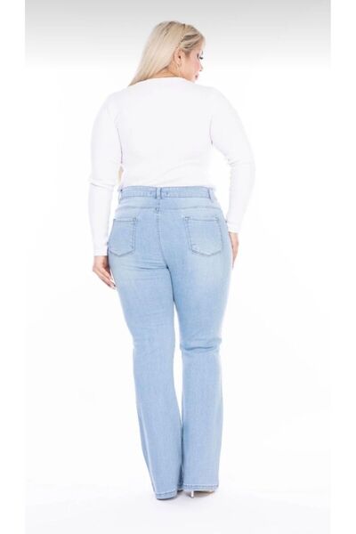 CASY CİLEO New Season Lycra High Waist Plus Size Spanish Flare Jeans