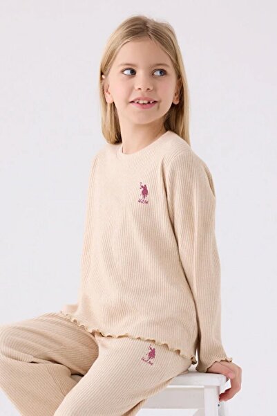 U.S. Polo Assn. 4-15 Years Licensed Us Polo Assn Girls' Set-Sand