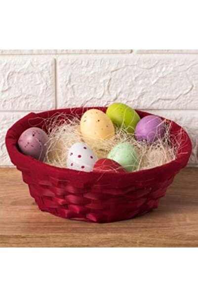 OEM Round Decorative Bamboo Basket Red Ø20 x 8 cm