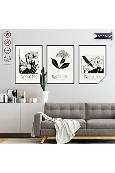 Akıllı Kağıt Statik Tutunma Özellikli Tablo - Poster Çiçek (Model- 52)