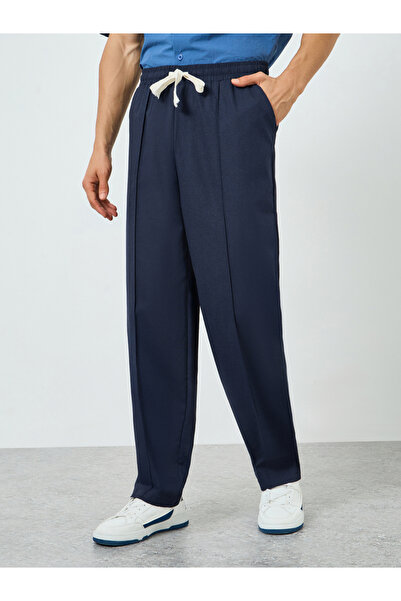 Take Two By Styli Men Navy Blue Relaxed Fit Pants