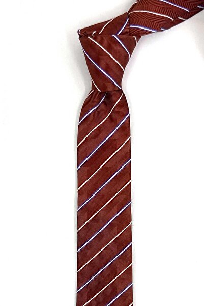 Kravatkolik 4.6 cm Tile Line Pattern Ultra Slim Silk Tie Ik2330
