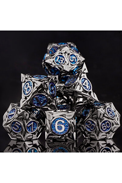 choice2 مجموعة من 3 نرد معدني صلب لألعاب DND، نرد معدني متعدد الأوجه ملون فاخ...