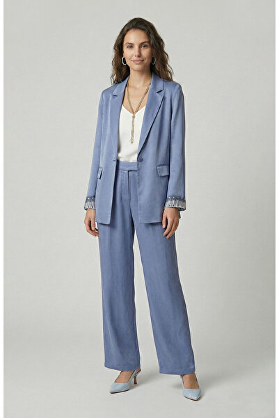 Network Mavi Cupro Blazer Ceket