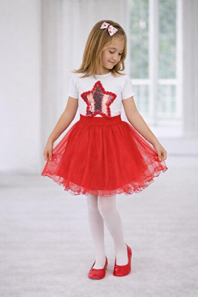 Dıgıl Kids طقم تنورة توتو للفتيات من ميسينلاي ستار بادي ليكرا أحمر وردي ساكس ...