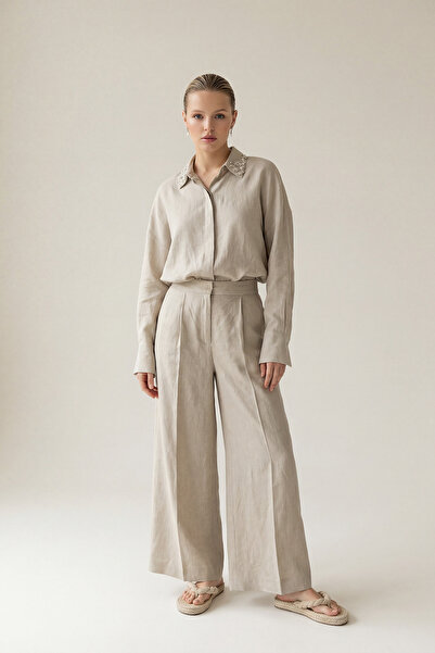 Setre Beige relaxed fit trousers with pocket detail