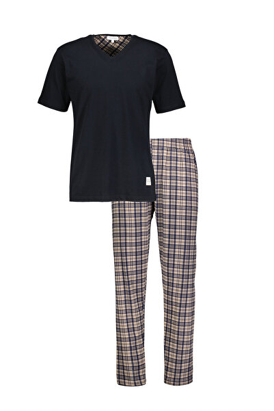 First Company Ανδρικό σετ πιτζάμες με λαιμόκοψη V και κοντό μανίκι με ίσιο πό...