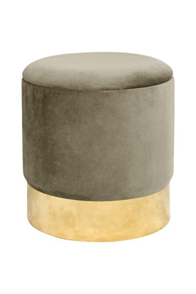 Akord Furniture Factory Stool, round, with storage space, velvet, beige, max ...