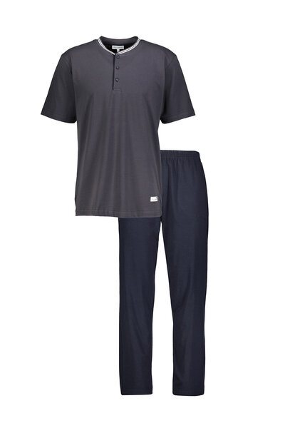 First Company Men's Crew Neck Placketed Regular Fit Short Sleeve Straight Leg...