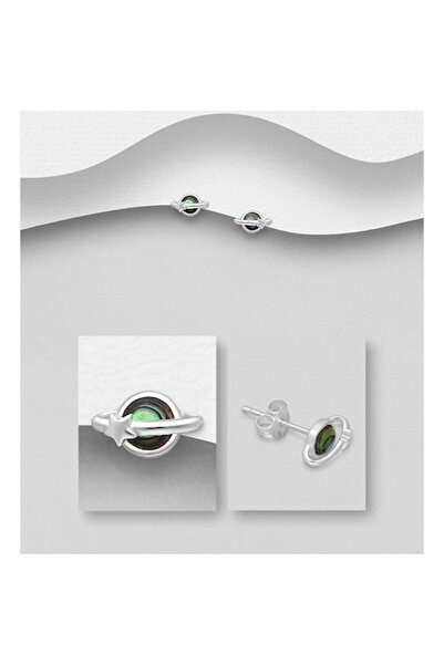 HELENAS Silver Earrings Model Saturn with Abalone Shell